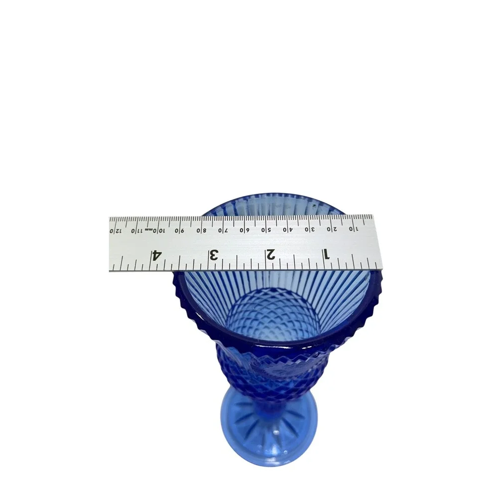 Vintage Glass Cape Cod Cobalt Blue Cameo Portrait Goblet 7.5